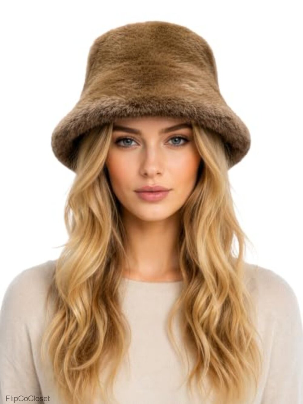 Faux Mink Fur Bucket Hat Women Soft Plush Winter Warm Fluffy Cold Weather